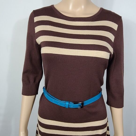 Allison Brittney Striped Sweater Dress With Belt - Picture 9 of 11